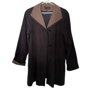 Vintage Trench Coat Gallery Black Medium  Classic Long Overcoat Fall Hong Kong